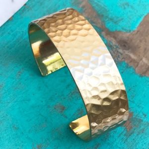 Gold Tone Hammered Cuff Bracelet